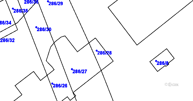Parcela st. 286/28 v KÚ Chlum u Křemže, Katastrální mapa