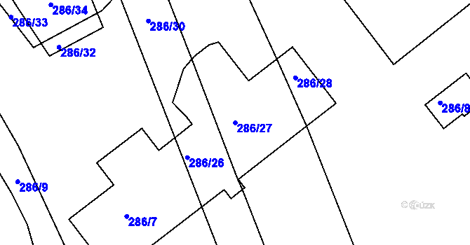 Parcela st. 286/27 v KÚ Chlum u Křemže, Katastrální mapa