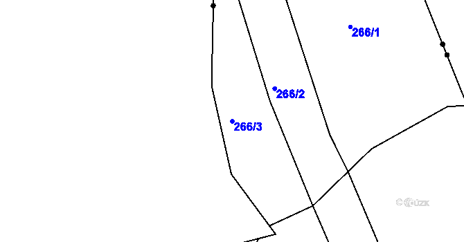 Parcela st. 266/3 v KÚ Chlum u Křemže, Katastrální mapa