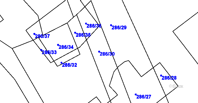 Parcela st. 286/30 v KÚ Chlum u Křemže, Katastrální mapa