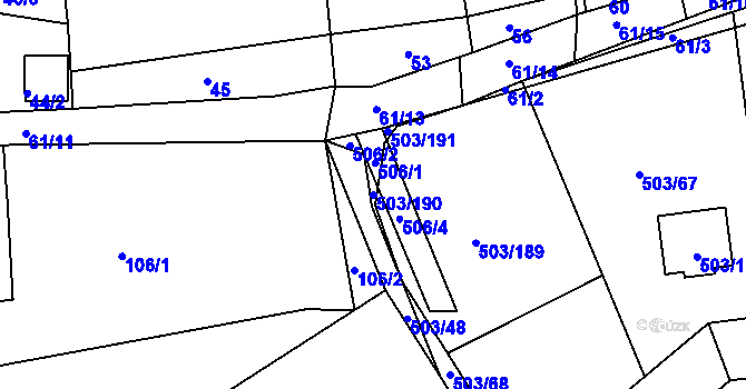 Parcela st. 503/190 v KÚ Chlum u Křemže, Katastrální mapa