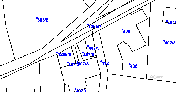Parcela st. 407/5 v KÚ Chlum u Křemže, Katastrální mapa