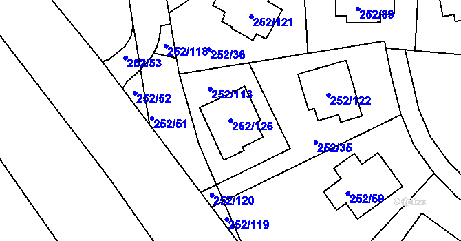 Parcela st. 252/126 v KÚ Chlum u Křemže, Katastrální mapa