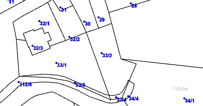 Parcela st. 33/2 v KÚ Chlum u Křemže, Katastrální mapa