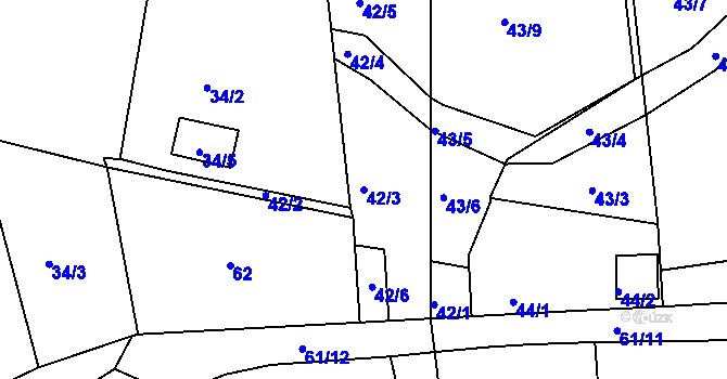 Parcela st. 42/3 v KÚ Chlum u Křemže, Katastrální mapa