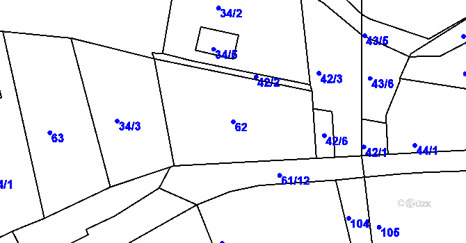 Parcela st. 62 v KÚ Chlum u Křemže, Katastrální mapa