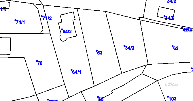 Parcela st. 63 v KÚ Chlum u Křemže, Katastrální mapa