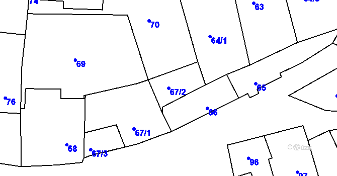 Parcela st. 67/2 v KÚ Chlum u Křemže, Katastrální mapa
