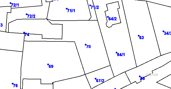 Parcela st. 70 v KÚ Chlum u Křemže, Katastrální mapa