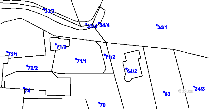 Parcela st. 71/2 v KÚ Chlum u Křemže, Katastrální mapa