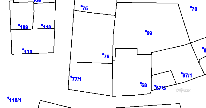 Parcela st. 76 v KÚ Chlum u Křemže, Katastrální mapa