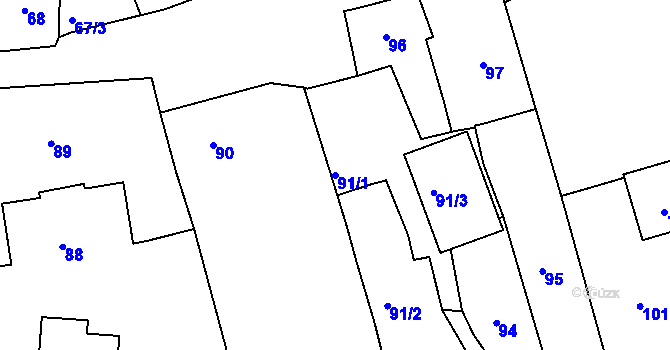 Parcela st. 91/1 v KÚ Chlum u Křemže, Katastrální mapa