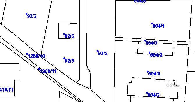 Parcela st. 93/2 v KÚ Chlum u Křemže, Katastrální mapa