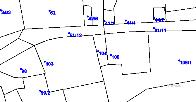 Parcela st. 104 v KÚ Chlum u Křemže, Katastrální mapa