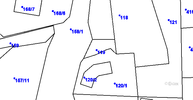 Parcela st. 119 v KÚ Chlum u Křemže, Katastrální mapa