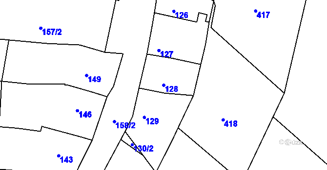Parcela st. 128 v KÚ Chlum u Křemže, Katastrální mapa
