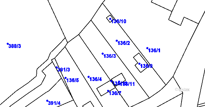 Parcela st. 136/3 v KÚ Chlum u Křemže, Katastrální mapa