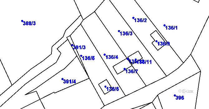 Parcela st. 136/4 v KÚ Chlum u Křemže, Katastrální mapa
