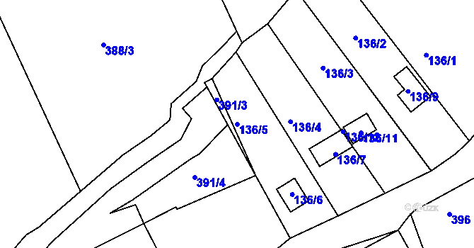 Parcela st. 136/5 v KÚ Chlum u Křemže, Katastrální mapa