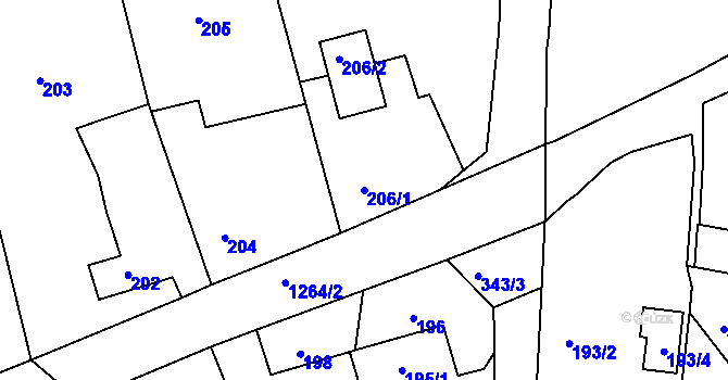 Parcela st. 206/1 v KÚ Chlum u Křemže, Katastrální mapa