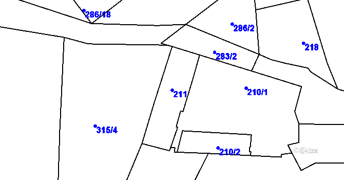 Parcela st. 211 v KÚ Chlum u Křemže, Katastrální mapa