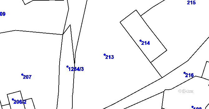 Parcela st. 213 v KÚ Chlum u Křemže, Katastrální mapa