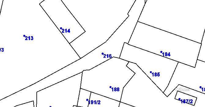 Parcela st. 216 v KÚ Chlum u Křemže, Katastrální mapa
