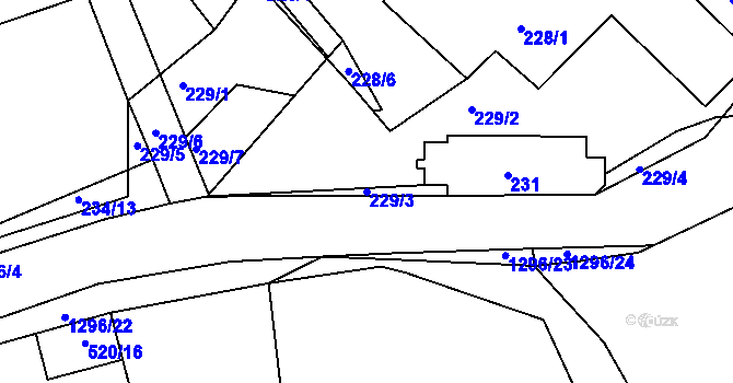 Parcela st. 229/3 v KÚ Chlum u Křemže, Katastrální mapa