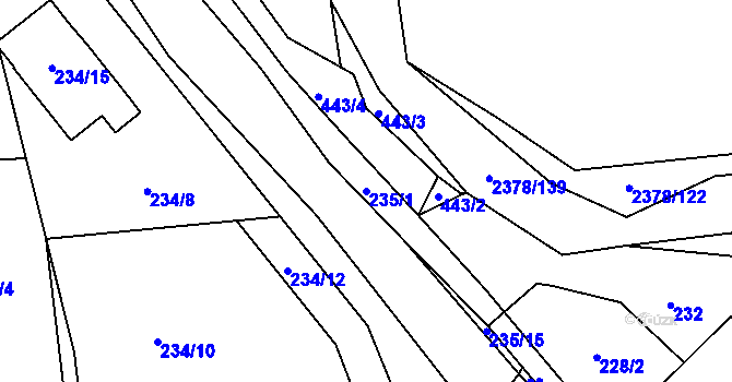 Parcela st. 235/1 v KÚ Chlum u Křemže, Katastrální mapa