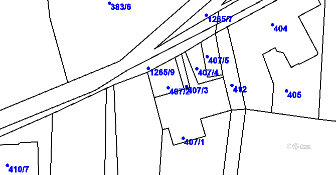 Parcela st. 407/2 v KÚ Chlum u Křemže, Katastrální mapa
