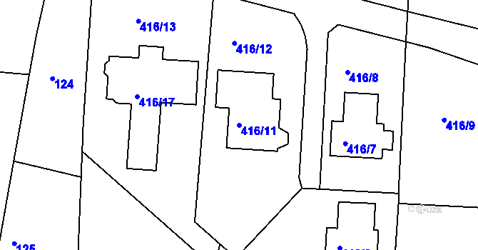 Parcela st. 416/11 v KÚ Chlum u Křemže, Katastrální mapa