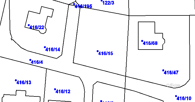 Parcela st. 416/15 v KÚ Chlum u Křemže, Katastrální mapa