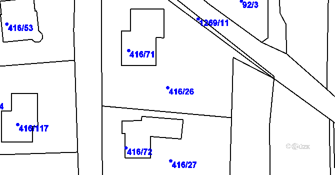 Parcela st. 416/26 v KÚ Chlum u Křemže, Katastrální mapa