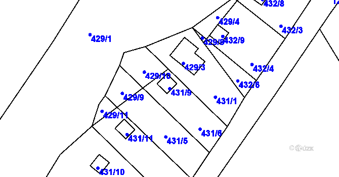 Parcela st. 431/9 v KÚ Chlum u Křemže, Katastrální mapa