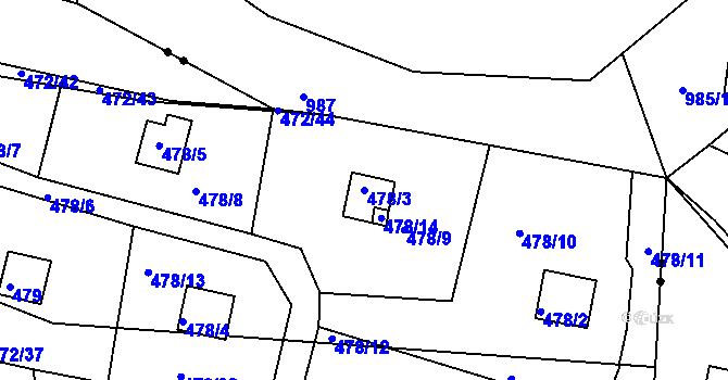 Parcela st. 478/3 v KÚ Chlum u Křemže, Katastrální mapa
