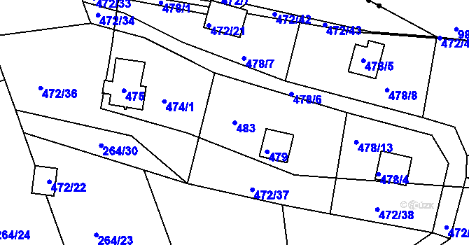 Parcela st. 483 v KÚ Chlum u Křemže, Katastrální mapa