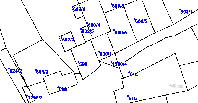 Parcela st. 600/1 v KÚ Chlum u Křemže, Katastrální mapa