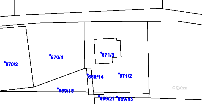 Parcela st. 671/3 v KÚ Chlum u Křemže, Katastrální mapa