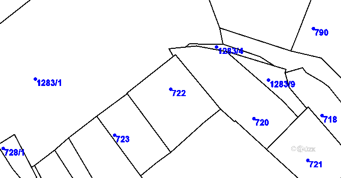 Parcela st. 722 v KÚ Chlum u Křemže, Katastrální mapa