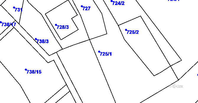 Parcela st. 725/1 v KÚ Chlum u Křemže, Katastrální mapa