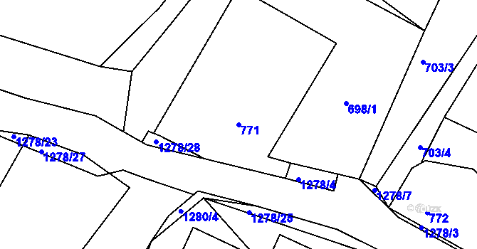 Parcela st. 771 v KÚ Chlum u Křemže, Katastrální mapa
