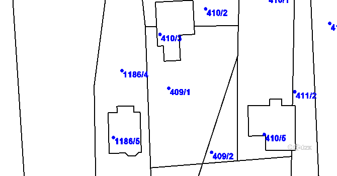 Parcela st. 409/1 v KÚ Chlum u Křemže, Katastrální mapa