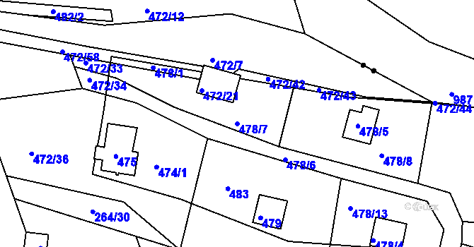 Parcela st. 478/7 v KÚ Chlum u Křemže, Katastrální mapa