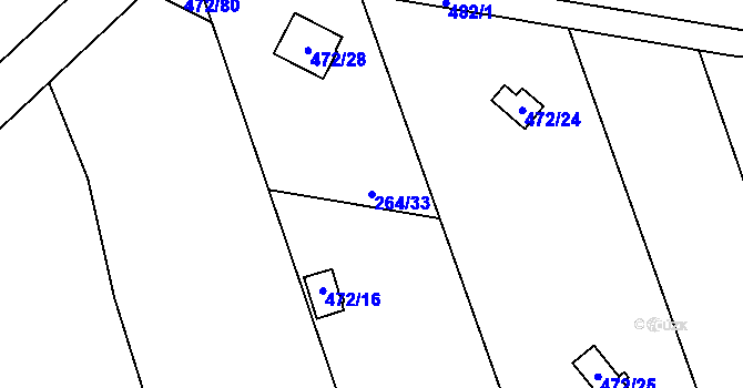 Parcela st. 264/33 v KÚ Chlum u Křemže, Katastrální mapa