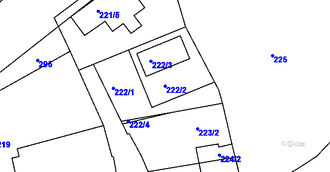 Parcela st. 222/2 v KÚ Chlum u Křemže, Katastrální mapa