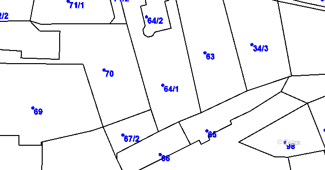Parcela st. 64/1 v KÚ Chlum u Křemže, Katastrální mapa