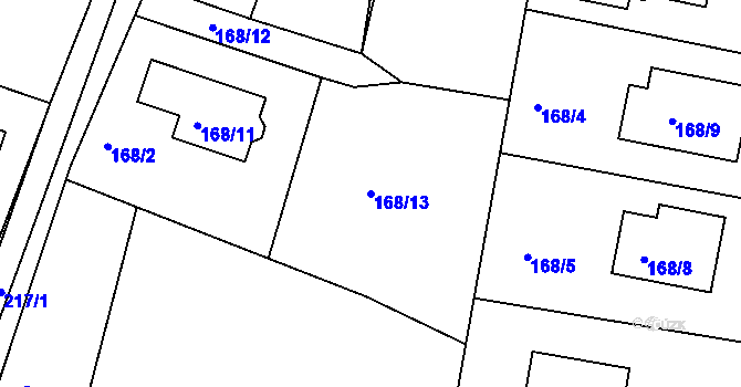 Parcela st. 168/13 v KÚ Chlum u Křemže, Katastrální mapa