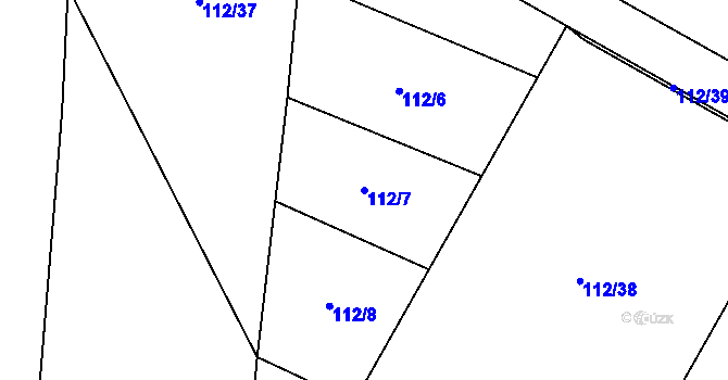 Parcela st. 112/7 v KÚ Chlum u Blatné, Katastrální mapa