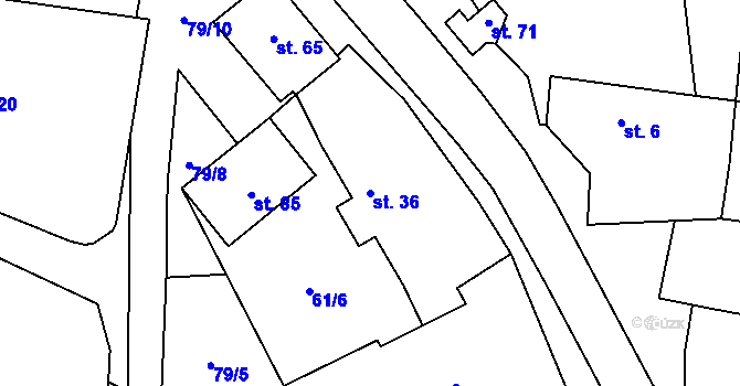 Parcela st. 36 v KÚ Chlum u Blatné, Katastrální mapa