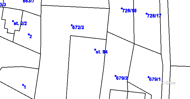 Parcela st. 84 v KÚ Chlum u Blatné, Katastrální mapa